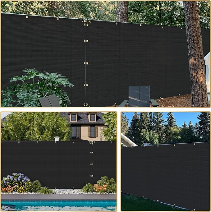 Privacy Fence Screen 6' x 26' Fencing Cover Heavy Duty Mesh Windscreen Cloth for Outdoor Garden Patio Backyard Chain Link Fence Black