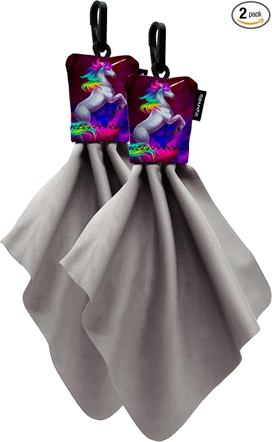 SPUDZ Classic Microfiber Lens Cleaner – Clip-On Pouch, Washable – for Binoculars, Scopes, Glasses, Screens | Classic | Vibrant Unicorn, 6 x 6 Inch (2-Pack)