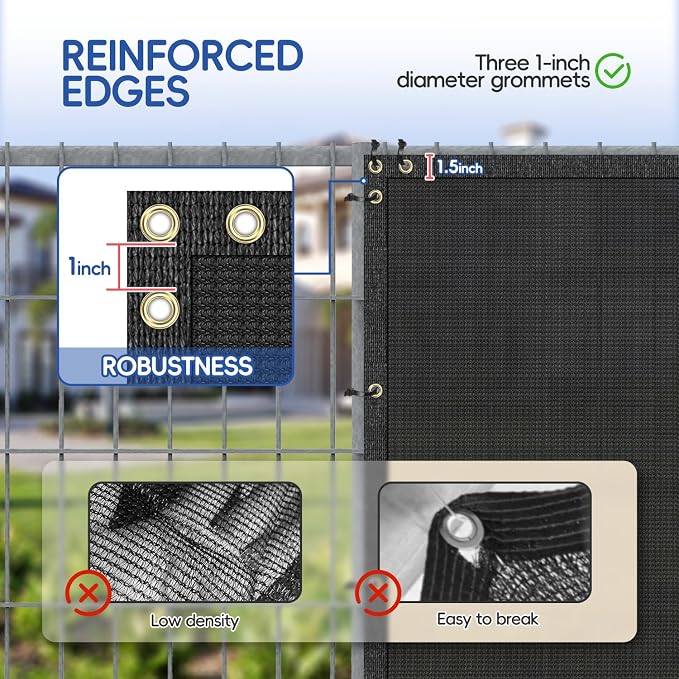 Bynbbur 6'x120' Privacy Fence Screen Net Fencing 90% Privacy Blockage Windscreen Fence Cover with Copper Grommet for Patio Backyard Garden Swimming Pool, Zip Ties Included, Black