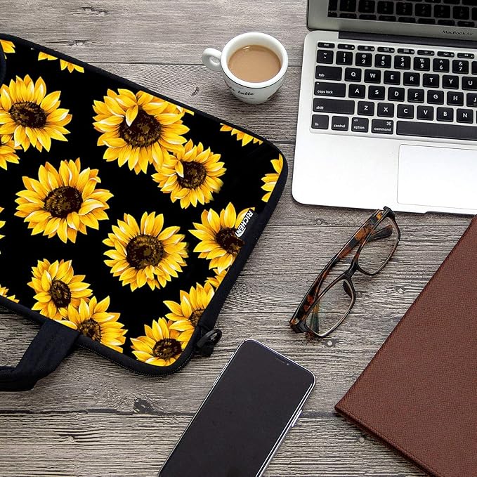 RICHEN Messenger Bag Carrying Case Sleeve with Handle Accessory Pocket Fits Laptops/Notebook/ebooks/Kids tablet/ipad (11-13.3 inch, Sunflowers)