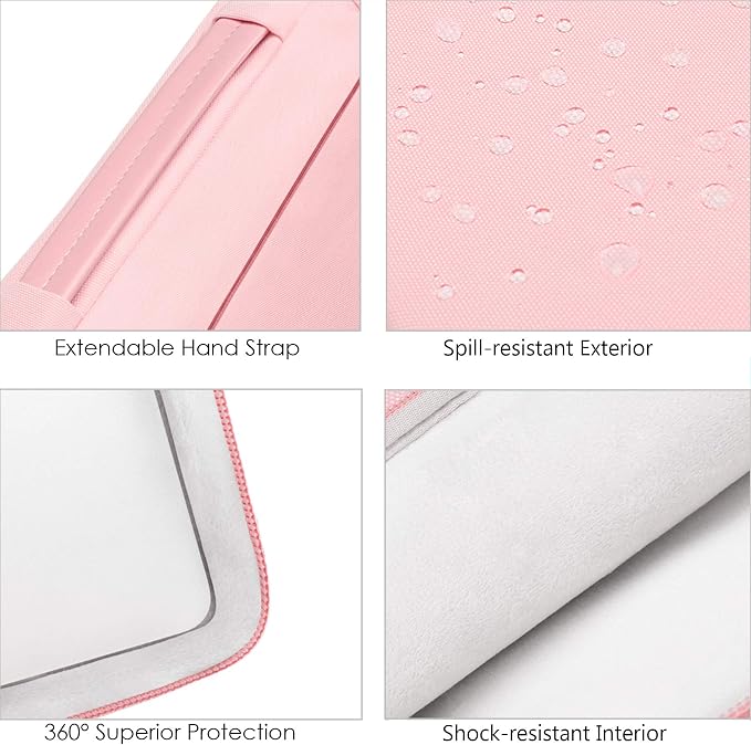 Lacdo 360° Protective Laptop Sleeve Case for 15 inch New MacBook Air M5/A3448 (2026), M4 A3241 2025, M3 A3114, M2 A2941 2024-2023, 15 inch MacBook Pro A1990 A1707, Computer Bag, Water-Resistant, Pink