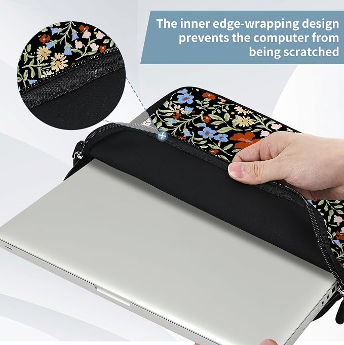 RICHEN 17 inch Laptop Shoulder Bag Carrying Case with Handle Fits 15.6/16/17/17.3/17.4 inch Laptop Notebook (Flowers2, 16-17.3 inch)