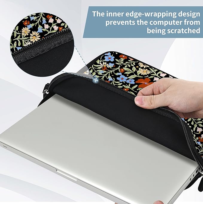 RICHEN Messenger Bag Carrying Case Sleeve with Handle Accessory Pocket Fits Laptops/Notebook/ebooks/Kids tablet/ipad (11-13.3 inch, Flowers2)