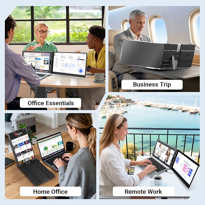 Laptop Screen Extender, 14" FHD 1080P Laptop Monitor Extender, Ultra-Thin Portable Monitor for Laptop with USB-C/HDMI Port, Plug & Play for Windows/Mac/Android/Switch/PS5/Chrome