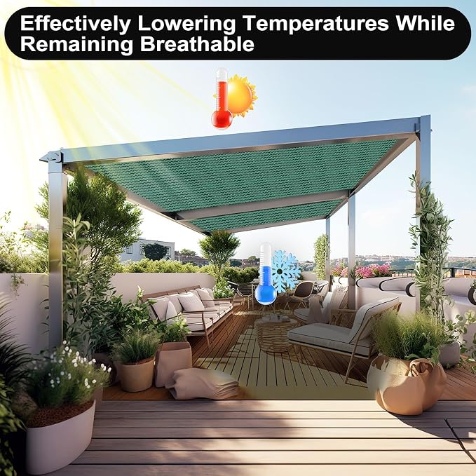 Artpuch 90% Sun Shade Cloth, 8 x 12 FT Pergola Shade Cover Canopy with Grommets, Sun Screen Fabric Tarp for Patio, Outdoor, Garden, Backyard, Green