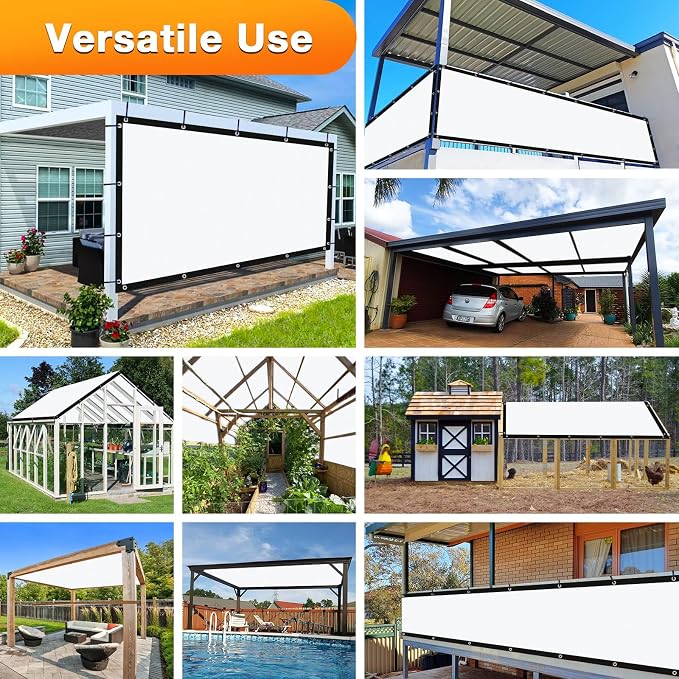 Artpuch Outdoor Pergola Shade Cover 6' X 16' Sun Shade Cloth with Grommets, 90% UV Protection Canopy Patio Privacy Screen (Customized Available) GN107, White