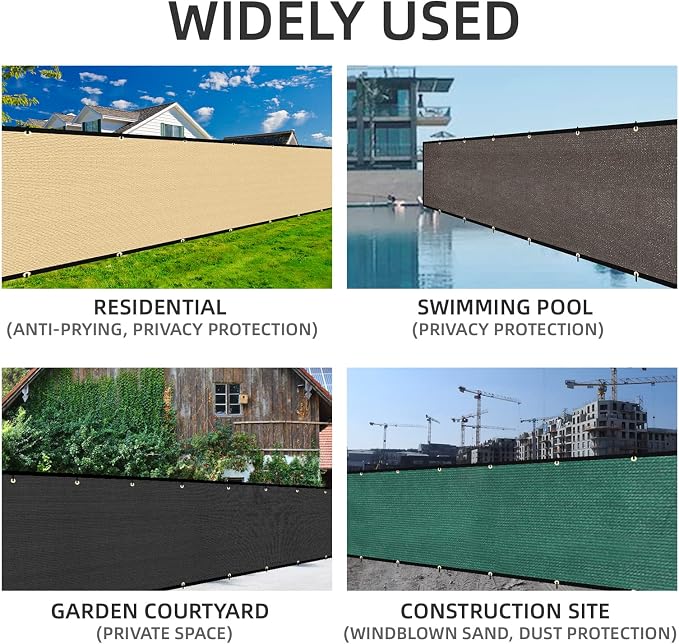 KANAGAWA 3ft x61ft Balcony Privacy Screen Fence, 90% Blockage Heavy Duty 175 GSM Fencing Mesh Net Cover for Outdoor Wall Garden Yard Backyard, Cable Zip Ties Included, Dark Green