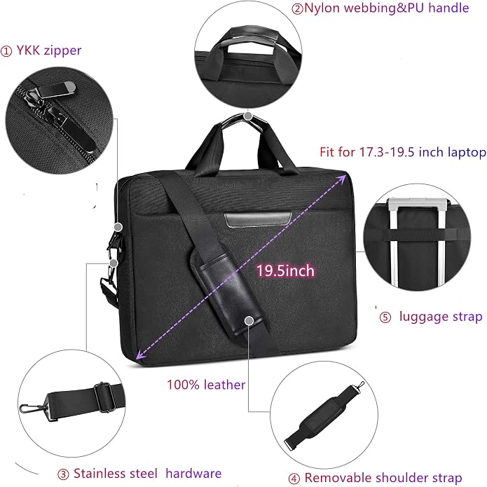 Premium Black,17.3-18.4Inch Laptop Briefcase with Cross-Body Shoulder, DVD Player bag,Painting board bag，Laptop case Fits Dell, HP, ASUS,MacBook Pro, 3-layer Design,Durable,LIGHTWEIGHT