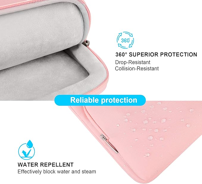 Lacdo 360° Protective Laptop Shoulder Bag for 13 inch MacBook Air M5 A3449 (2026), M4 A3240 2025, M3 A3113, M2 A2681, M1 A2337 A2179 A1932, 13 inch MacBook Neo A18 Pro A3404 (2026) Computer Bag, Pink