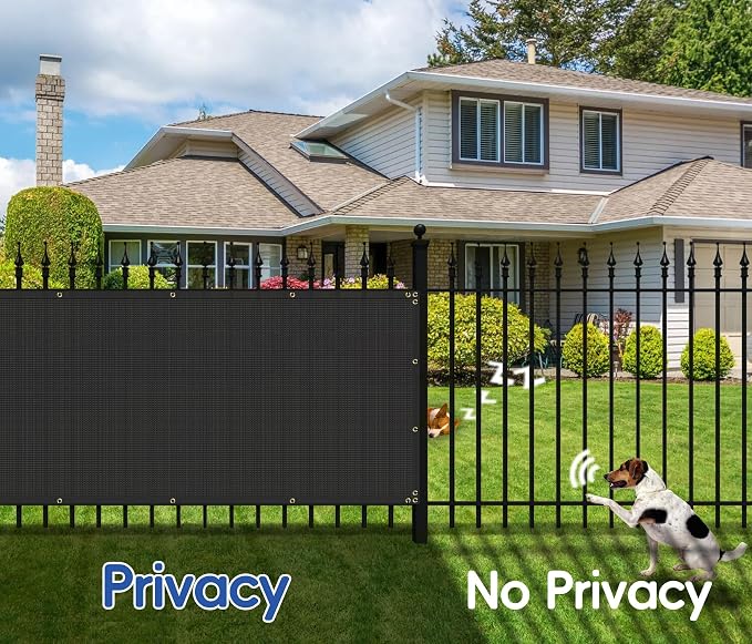 Bynbbur 6'x97' Privacy Fence Screen Net Fencing 90% Privacy Blockage Windscreen Fence Cover with Copper Grommet for Patio Backyard Garden Swimming Pool, Zip Ties Included, Black