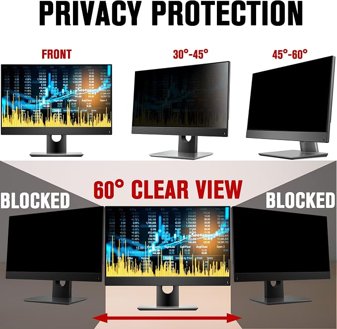 ZYY 32 Inch(diagonal) Computer Privacy Screen Filter (27 5/8 × 15 5/8) With Anti Glare,Blocks 96% UV,Anti Scratch Privacy Screen Protector Film 16:9 Aspect Ratio For Desktop Computer Monitor