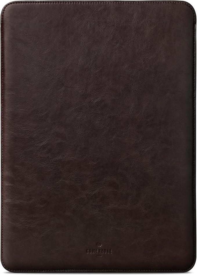 Comfyable Laptop Sleeve 13 Inch Precisely Compatible with MacBook Air M5 2026 & MacBook Pro/Neo A18, Faux Leather Cover Case, Dark Brown