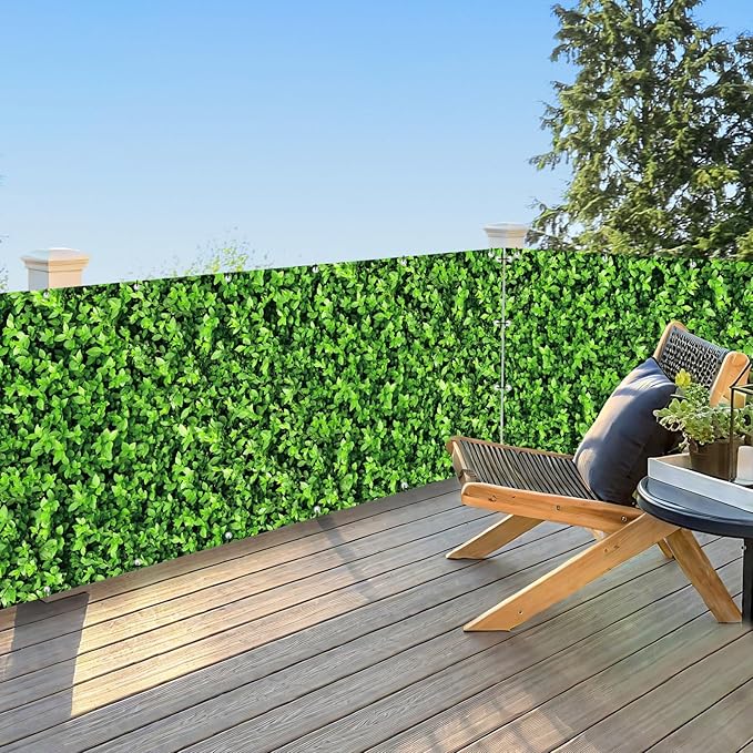 UPGRADE 3'x47'Customized PVC Privacy Fence Screen with Green Leaves Print – Outdoor Waterproof Patio Privacy Cover for Yard, Balcony, Garden Fence Decoration