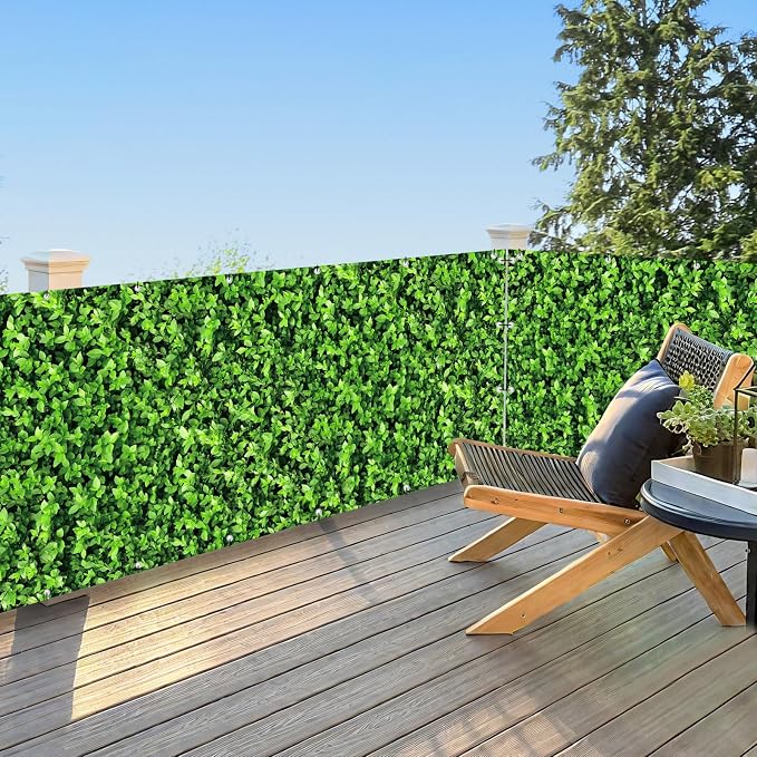 UPGRADE 4'x7'Customized PVC Privacy Fence Screen with Green Leaves Print – Outdoor Waterproof Patio Privacy Cover for Yard, Balcony, Garden Fence Decoration