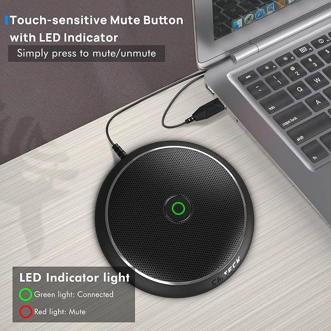 CMTECK Conference USB Microphone, Computer Desktop Mic with Mute Function, Omnidirectional Condenser PC Mic for Video,Streaming, Skype, Plug & Play Compatible with MacOS X Windows (No Speaker)