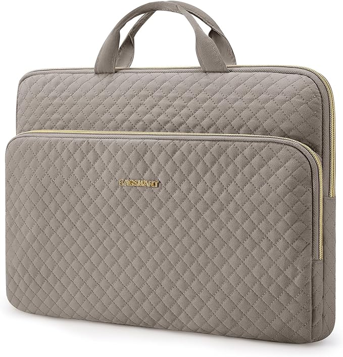 BAGSMART Laptop Case Compatible with 13-13.3 inch Notebook,Compatible with MacBook Pro 14 Inch,MacBook Air,Protective Carrying Bag with Pocket,Handles, Brown