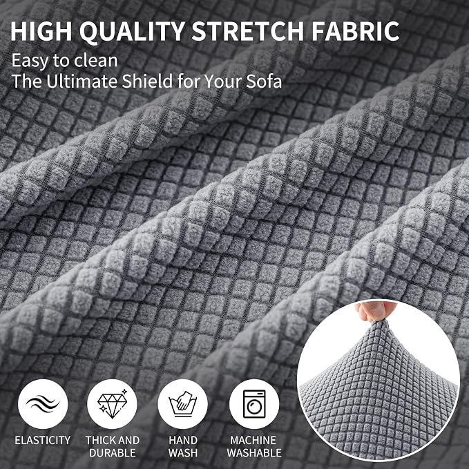 Ottoman Covers Ottoman Slipcovers Folding Storage Stool Washable Furniture Protector,Elastic Foot Stool Foot Rest Protector for Living Room Bedroom,Medium,Light Gray
