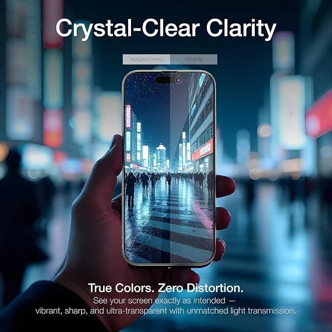 AMAZINGthing for iPhone 16 Pro Max [Titan - Full Glass] Screen Protector, Ultra Clear, 9H Tempered Glass, Built-in Dust Filter Full Coverage, Case‑Friendly, Oleophobic, Easy Installation, 2 Pack