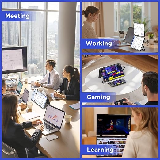 Maxfree Laptop Screen Extender, 15.6'' FHD 1080P Dual Portable Monitor with USB C, HDMI, Plug & Play, VESA Mountable, Lightweight, Dual Monitor for Laptop Windows Mac(M1/M2/M3 chip) Android Ps4 Switch