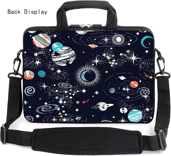 AMARY 13" 13.3" laptop sleeve chromebook case adjustable shoulder strap with handle accessory pocket (Galaxy-1)