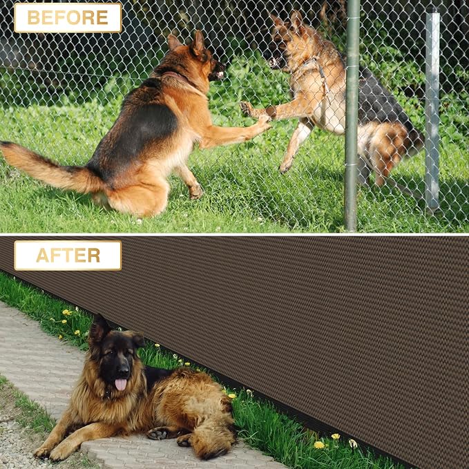 Privacy Fence Screen 6' x 19' Fencing Cover Heavy Duty Mesh Windscreen Cloth for Outdoor Garden Patio Backyard Chain Link Fence Brown