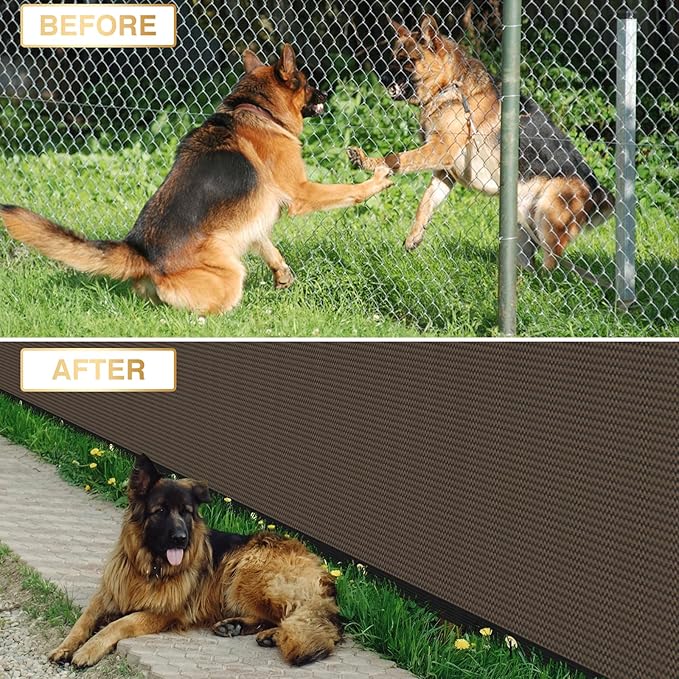Privacy Fence Screen 6' x 108' Fencing Cover Heavy Duty Mesh Windscreen Cloth for Outdoor Garden Patio Backyard Chain Link Fence Brown