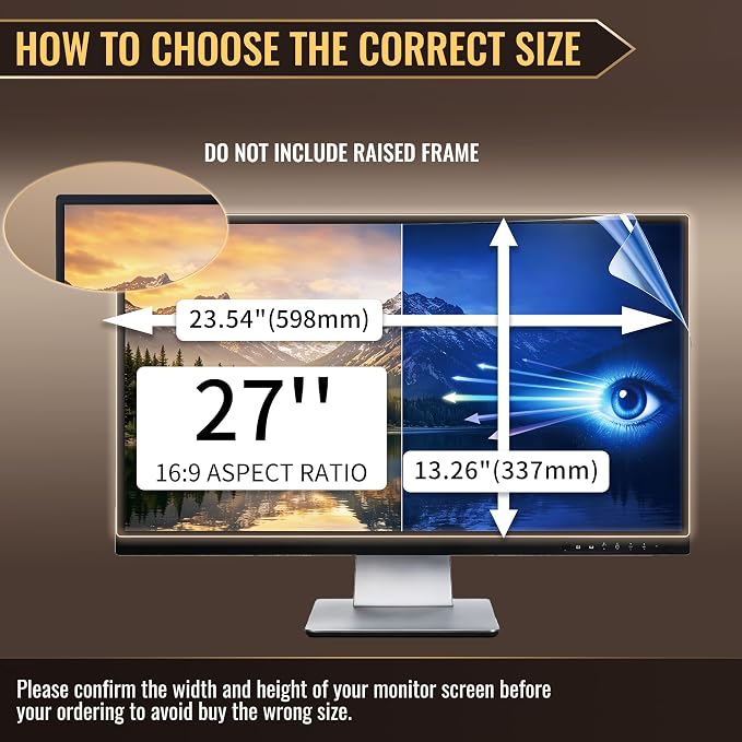 [2 Pack] 27 Inch Privacy Screen Protector - 95% Blue Light Blocking, Anti-Glare Monitor Filter for 16:9 Widescreen - Anti-Scratch Privacy Shield