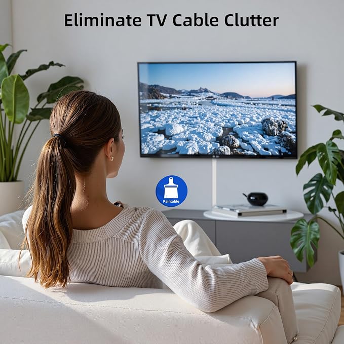 Delamu Cord Hider Cover, 142in TV Cable Concealer Kit for Wall Mounted TV with Management 2-3 Wires, Paintable Cable Cover for Floor, Easy Install, W 0.94 H 0.47in, White