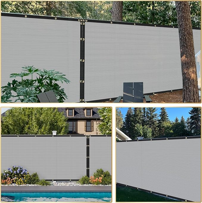 Privacy Fence Screen 6' x 233' Fencing Cover Heavy Duty Mesh Windscreen Cloth for Outdoor Garden Patio Backyard Chain Link Fence Gray