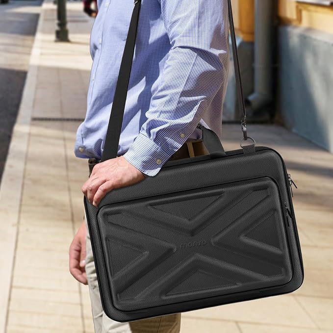 MOSISO Laptop Bag for Men,17-17.3 inch Computer Bag Compatible with Dell XPS/HP Pavilion/Ideapad/Acer/Alienware/HP Omen Notebook, Hard Shell Laptop Case with Front Pocket&Shoulder Strap, Black