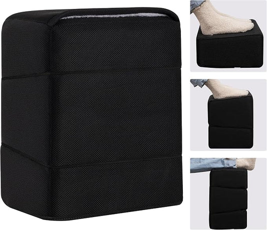 Ganondorf 3PCS Foot Rest for Under Desk at Work Adjustable Foot Rest Under Desk Ergonomic Foot Stools for Under Office Desk Large Leg Pillow for Underdesk Footrest with Warm Sherpa Topper, Mesh Black