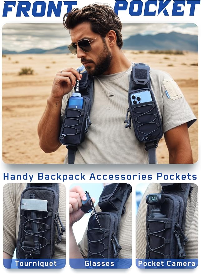 WYNEX Molle Backpack Accessories Pouch of Curve Design Version, Tactical Backpack Strap Pouch Hiking Backpack Attachment Pack