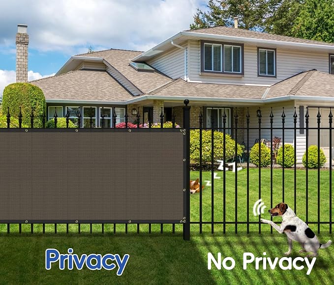 Bynbbur 6'x278' Privacy Fence Screen Net Fencing 90% Privacy Blockage Windscreen Fence Cover with Copper Grommet for Patio Backyard Garden Swimming Pool, Zip Ties Included, Brown