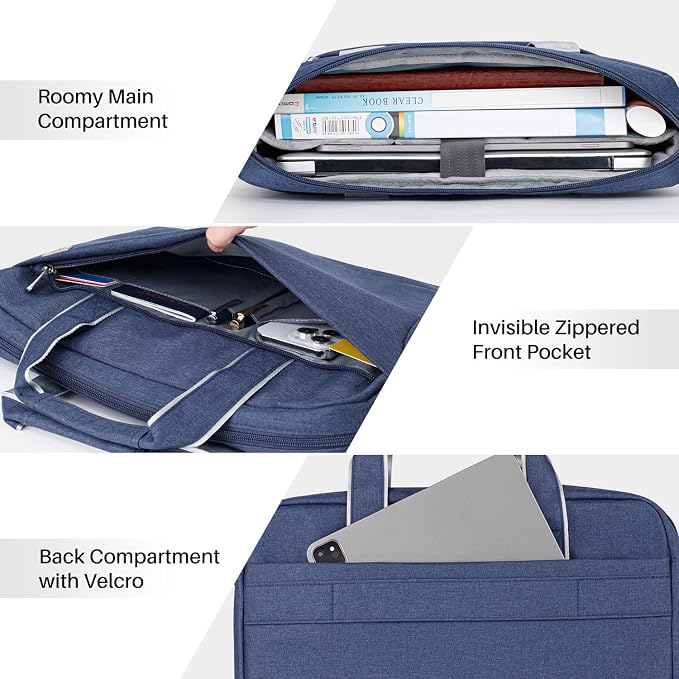 BAFFINA 17 17.3 Inch Laptop Shoulder Bag for Men Women,Waterproof Computer Carrying Case Messenger Bag with Strap for 17"-18" HP Dell,Laptop Briefcase for Office business Travel College School,Blue