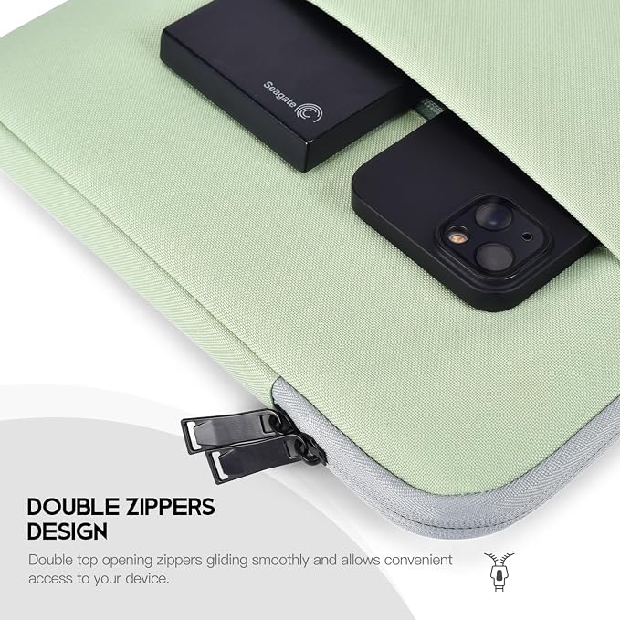 Laptop Sleeve Case 14 inch, Padded Shockproof Travel Computer Bag for Surface Laptop 6 5 4 15", HP Lenovo Dell ASUS Acer Chromebook 14 inch Water-Resistant Carrying Bag -Mint Green
