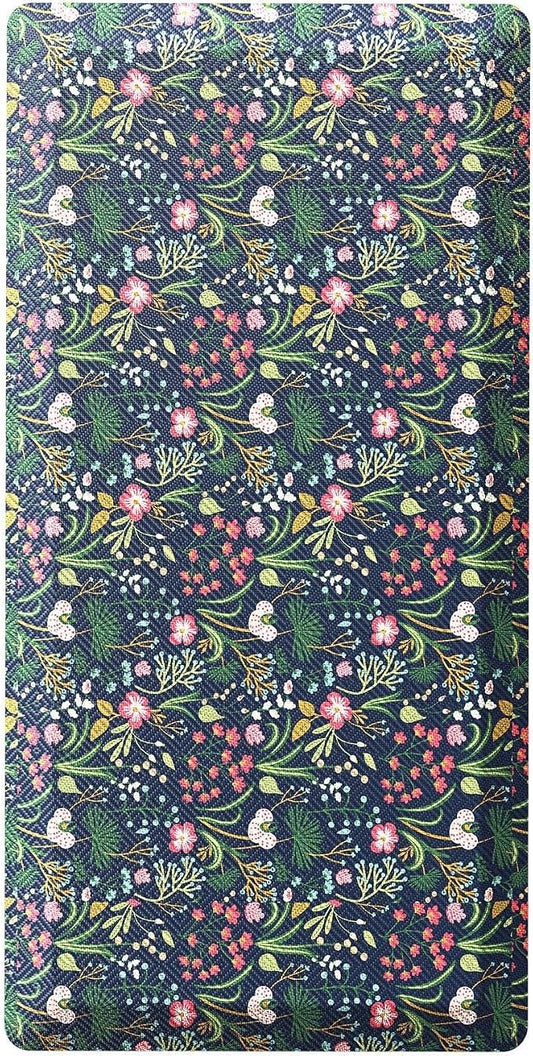 Ophanie Kitchen Mats for Floor, 3/4 inch Thick, 20x48 Anti Fatigue Cushioned Mat, Kitchen Rugs, Waterproof, Comfort Ergonomic Standing Mat for Office, Home, Sink, Blue Flower Non-Slip Ridged Bottom
