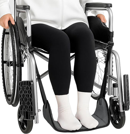 SPRING SEAON Wheelchair Foot Rest Hammock, Adjustable Leg Support Foot Sling with Soft Padded Base, Anti-Squeeze Footrest Replacement for Wheelchairs, Essential Wheelchair Accessories (Gray)