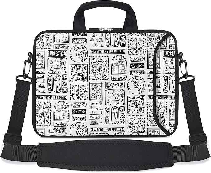 RICHEN 17 inch Laptop Shoulder Bag Carrying Case with Handle Fits 15.6/16/17/17.3/17.4 inch Laptop Notebook (Animal Cartoon, 16-17.3 inch)