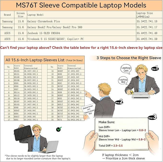 Smatree MS76T Hard Protective 15.6 inch Laptop Sleeve Case Compatible for Samsung Galaxy Book2 Pro 360/Book2 Pro, for Galaxy Chromebook Plus, for ASUS Vivobook S 15, for Zenbook 15 OLED UM3504