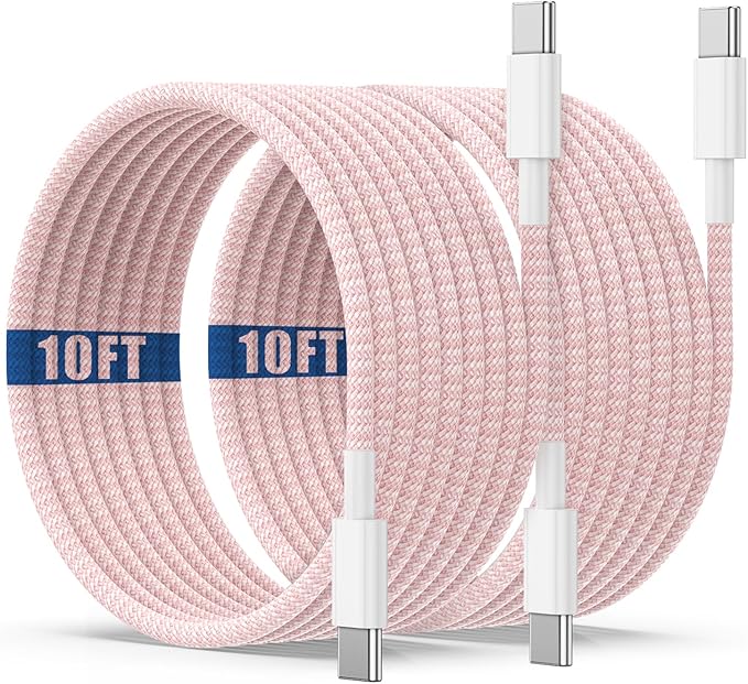 USB C to C Charging Cable 10ft, 60W Fast Type C to C Charger Cord Long for Apple iPhone 17 Pro Max/17 Air/16 Pro Max/15 Plus, MacBook Pro 2021/2020/2019,iPad 12.9/11 inch/Mini/Air 5/4,Samsung Galaxy