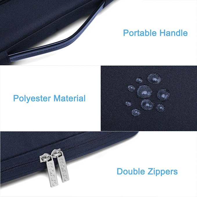 MOSISO 360 Protective Laptop Case 13.3 inch, 13-13.3 inch Laptop Sleeve Compatible with MacBook Air/Pro 13 / Pro 14, HP Dell ASUS Lenovo, Side Open Bag with 2 Raised&1 Flapover Pockets, Navy Blue