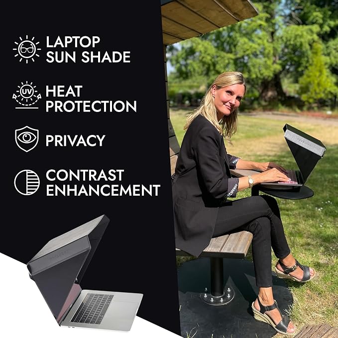 4-in-1 Laptop Screen Shade – Original Slim Hood – Sun, Privacy, Heat & Contrast Protection, Lightweight & Travel-Friendly, Fits 15–16” MacBook & PC, Patented, Green