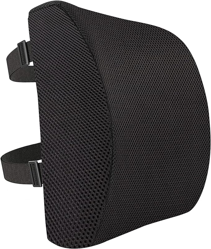 Amazon Basics Comfortable Seat Cushion & Lumbar Support for Office Chairs, Memory Foam with Cooling Gel, Non-Slip, Black