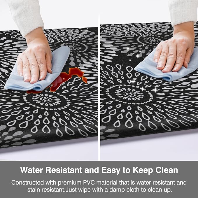 LuxStep Kitchen Mat Cushioned Rugs Anti-Fatigue Mats for Kitchen Floor,Waterproof Non-Slip Mats and Rugs Set for Office,Floor,Laundry 17.3"×30"+17.3"×59",Black