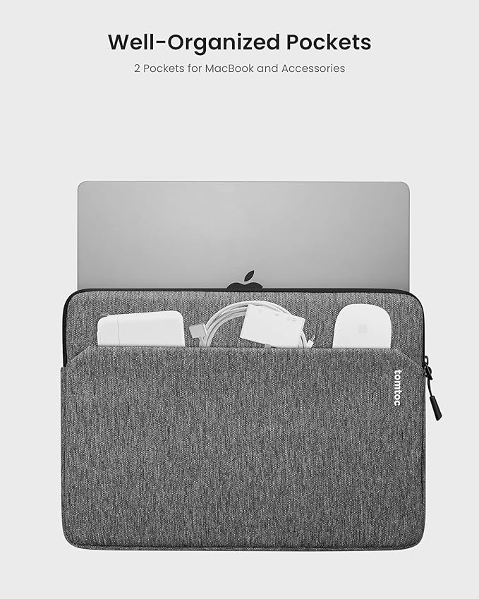 tomtoc Slim Laptop Sleeve for 15-inch 2026 New MacBook Air M5/A3448, M4/A3241, M3/M2, 15 Inch Microsoft Surface Laptop AI PC/7/6, Dell XPS 15 Plus, Recycled Water-Resistant Protective Case Bag