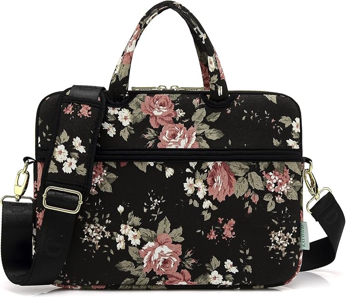 kayond Black C Rose Patten water resistant Laptop Shoulder Messenger Bag Case Sleeve for 15 Inch 15.6 Inch Laptop,Laptop Briefcase