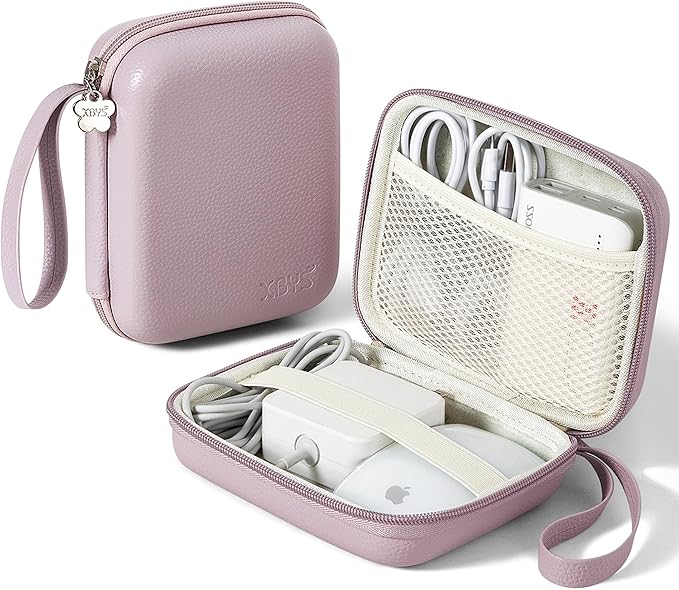Charger Case for Macbook, Portable Tech Electronic Organizer Bag, Small Travel Storage Pouch for Laptop Accessories, MacBook Power Adapter, Charging Cords, USB Drives, Power Bank (Purple, L)