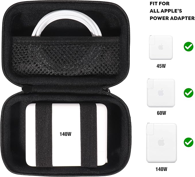 Case for MacBook Air/Pro Charger, MagSafe 1/2 Power Adapter, All iPhone 117/16/ 15 MagSafe Charger, USB C Hub, Type C Hub, USB Multiport Adapter-Black(Larger Version)