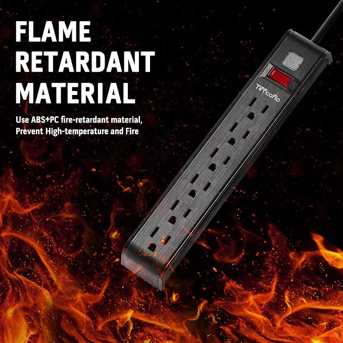 Power Strip Surge Protector, 4 Feet Extension Cord, 600 Joules Surge Protection, Multiple Protection 6 Outlet Strip, ETL Listed, 2 Packs