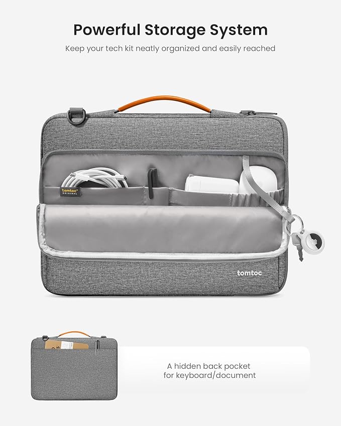 tomtoc 360 Protective Laptop Shoulder Bag for 15-inch 2026 MacBook Air M5 A3448, M4/M3/M2 A3241 A3114 A2941, 15" Dell XPS & Microsoft Surface Laptop 7/6/5, Water-Resistant Laptop Accessory Sleeve Case